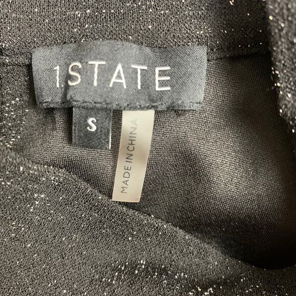 1. State Black Sparkly Open Shoulder Cropped Mock Turtleneck -Size S NWT - Picture 5 of 7